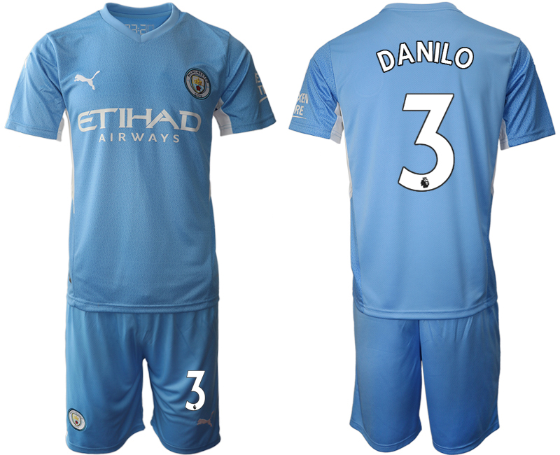 Men 2021-2022 Club Manchester City home Light blue #3 Soccer Jersey